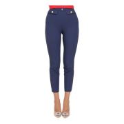 Blauwe Elegante Broek Slim Fit Elisabetta Franchi , Blue , Dames