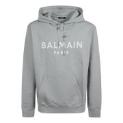 Print Hoodie met Logo Detail Balmain , Gray , Heren