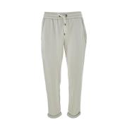 Sport Cotton Silk Beige Broek Brunello Cucinelli , Beige , Dames