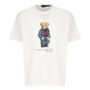 Heren Wit Katoenen T-shirt Ronde Hals Ralph Lauren , White , Heren