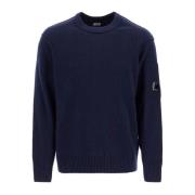 Crewneck Pullover van Wolmix met Lens C.p. Company , Blue , Heren