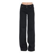 Zwarte Gothic Geborduurde Flared Jeans Versace Jeans Couture , Black ,...