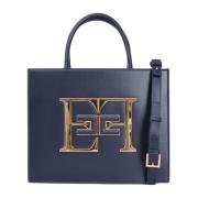 Blauwe Shopper Tas met Ritssluiting Elisabetta Franchi , Blue , Dames