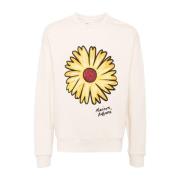 Floating Flower Crewneck Sweatshirt Maison Kitsuné , Beige , Heren