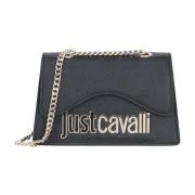 Zwarte schoudertas met tweekleurig logo Just Cavalli , Black , Dames