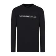 Heren Slim-Fit T-Shirt van Katoen met Lange Mouwen Emporio Armani , Bl...