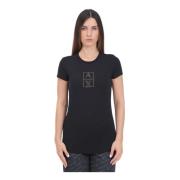 Zwarte T-shirt met korte mouwen en logodetail Armani Exchange , Black ...