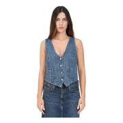 Donker Denim Maatwerk Vest Levi's , Blue , Dames