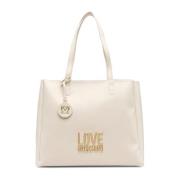 Stijlvolle Tote Tas met Ritssluiting Love Moschino , White , Dames