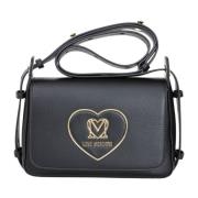 Zwarte schoudertas met hartplaat Love Moschino , Black , Dames