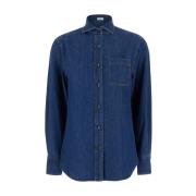 Denim Shirt voor Mannen Brunello Cucinelli , Blue , Dames