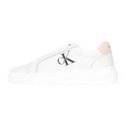 Witte Damessneakers met Roze Details Calvin Klein Jeans , White , Dame...