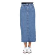 Blauwe Denim Midi Rok Calvin Klein Jeans , Blue , Dames