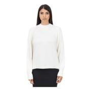 Witte Crewneck Sweater Ribgebreid Calvin Klein Jeans , White , Dames