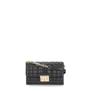 Zwarte Leren Schoudertas Flap Sluiting Michael Kors , Black , Dames