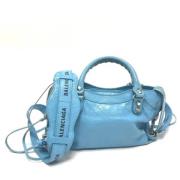 Pre-owned Leather shoulder-bags Balenciaga Vintage , Blue , Dames