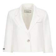 Witte Single Breasted Blazer met Peak Revers Peserico , White , Dames