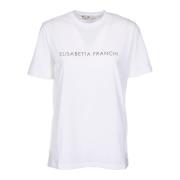 Logo Print Katoenen T-shirt Elisabetta Franchi , White , Dames