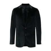 Navy Fluwelen Ribfluwelen Blazer Lardini , Black , Heren