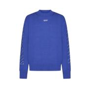 Blauwe Gebreide Crew Sweater Off White , Blue , Heren