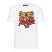 Grafische Print T-shirt Wit Dsquared2 , White , Heren