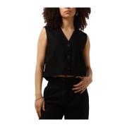 Zwart Vest met Stijlvolle Touch Modström , Black , Dames