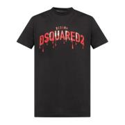 Logo Print T-shirt Zwart Dsquared2 , Black , Heren