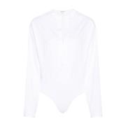 Witte Katoenen Bodysuit Shirt Alaïa , White , Dames