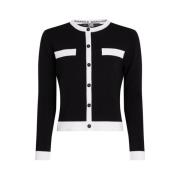 Gebreide Contrast Trim Vest Karl Lagerfeld , Black , Dames