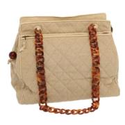 Pre-owned Leather totes Chanel Vintage , Beige , Unisex