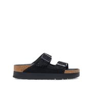 Zwarte Platform Sandalen Nylon Teen Birkenstock , Black , Heren