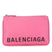 Pre-owned Leather clutches Balenciaga Vintage , Pink , Dames