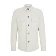 Stretch Jersey Overshirt in Wit Hugo Boss , White , Heren