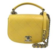 Pre-owned Leather chanel-bags Chanel Vintage , Yellow , Dames