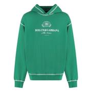 Katoenen hoodie met geribbelde randen Dolce & Gabbana , Green , Heren