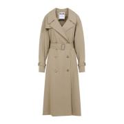 Beige Katoen Nylon Jas Moschino , Beige , Dames