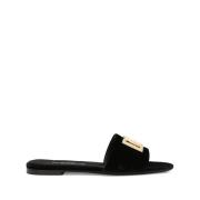 Zwarte Leren Logo Sandalen Dolce & Gabbana , Black , Dames