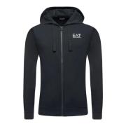 Blauwe Nacht Hoodie met Rits Emporio Armani EA7 , Blue , Heren