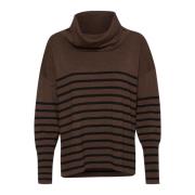 Gestreepte Cowlneck Pullover Trui Donker Melange Saint Tropez , Brown ...