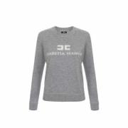 Grijze Wol Kasjmier Logo Trui Elisabetta Franchi , Gray , Dames