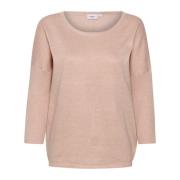 Ash Rose Melange Trui met ¾ Mouwen Saint Tropez , Beige , Dames