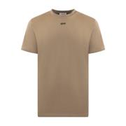 Slim Beige Stitch T-Shirt Off White , Beige , Heren