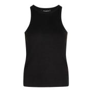 Klassieke Rib Tank Top Zwart Bruuns Bazaar , Black , Dames