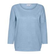 Heather Melange Trui met ¾ Mouwen Saint Tropez , Blue , Dames