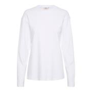 Bright White Lange Mouw Tee Lounge Nine , White , Dames