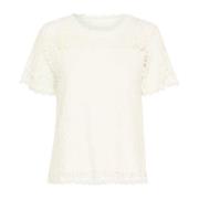 Kanten Blouse Snow White Cream , White , Dames