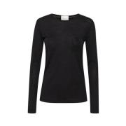 Zwart The Oneck Lange Mouw My Essential Wardrobe , Black , Dames