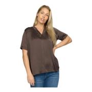 Bruine Blouse met Ruchedetails 2-Biz , Brown , Dames