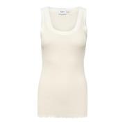 Ruffled Edge Tank Top Saint Tropez , Beige , Dames