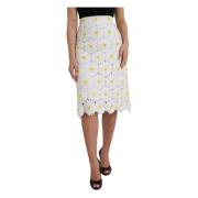 Witte Bloemen Potlood Rok Dolce & Gabbana , White , Dames